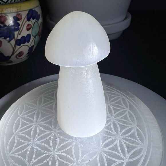 Selenite Crystal Mushroom Carving‎ - Picture 4 of 12